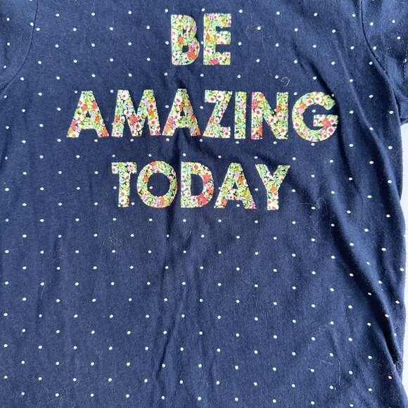 Cherokee Girls T-Shirt "Be Amazing Today" Navy Polka Dot Floral Girls Top - Picture 3 of 5
